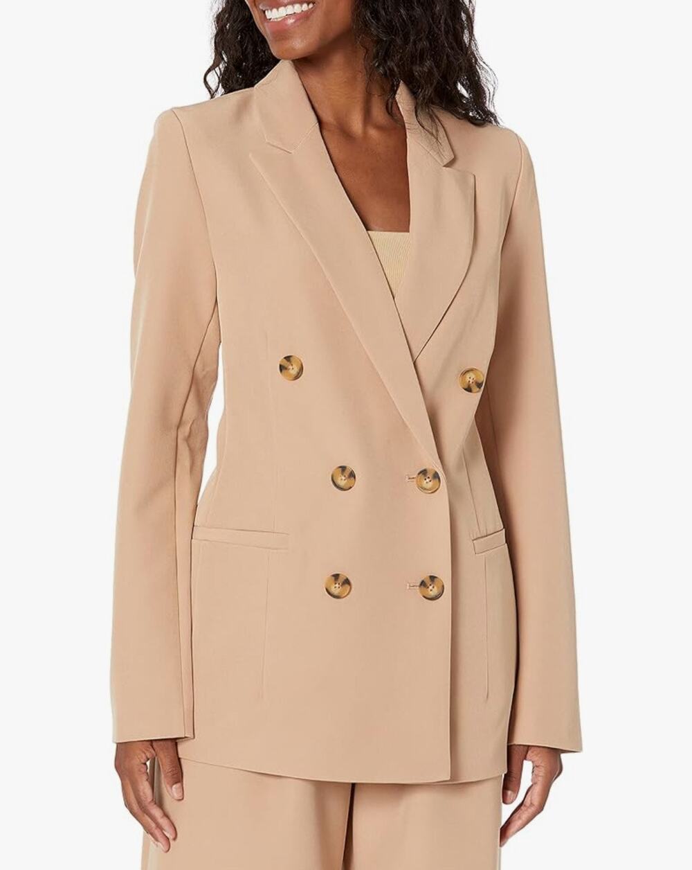 The Drop Women’s Kurt Double-Breasted Blazer | Tan | Size Large NEW